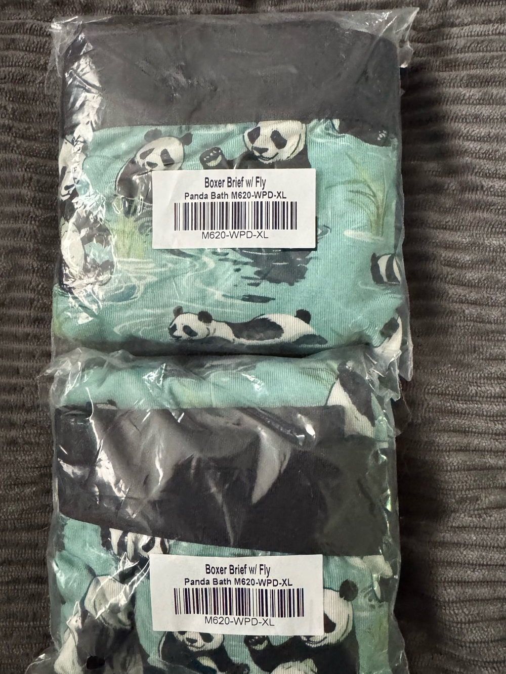 MeUndies Mint Green Boxer Briefs with Black Panda Print (2-Pack)